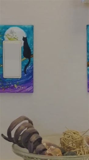 Hand Painted Cat Light Switch Plate: Alcohol Ink Art, USA Made - Etsy