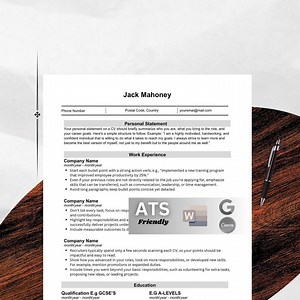 Modèle de CV avec lettre de motivation | CV 1 et 2 pages | Design minimaliste | Google Documents, Canvas, Word | Compatible ATS | Pack exclusif - Etsy France