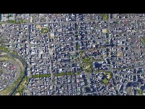 Earth zoom in from outer space to city. Zooming on Sendai, Japan.