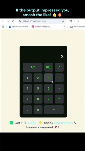 🔢 Simple Calculator Using HTML, CSS & JavaScript #webdevelopment #coding #htmlcssjs