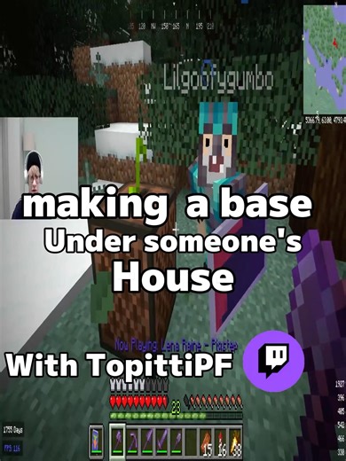 Making a base under someone’s house. Follow me on twitch @topittipF #minecraft #gaming #streamer