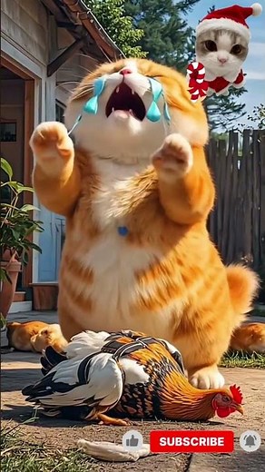 Fat Orange Cat Cry For Rooster AI meow meow meow #ai #aicat #animated #kitten #cat #cute #pet
