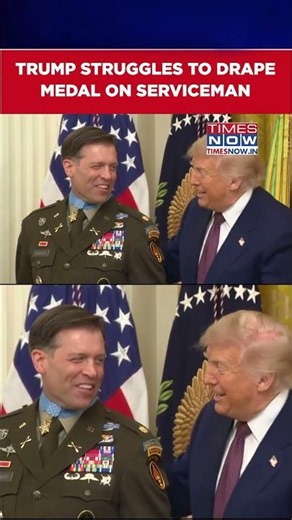 'Clueless' Trump Captured Struggling To Drape Medal On Army Major #shorts