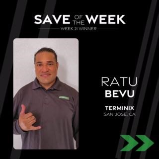 This week's Terminix Save of the Week goes to Ratu Bevu for his 10 out of 10 customer service! His kind attitude and thorough communication make him a stand-out pest control technician and we couldn't be more proud to have him on our team! See what Jelena had to say about his past visits. Don't forget to be on the lookout for USL Championship and USL League One's saves on their pages tomorrow! ⚽ | Terminix