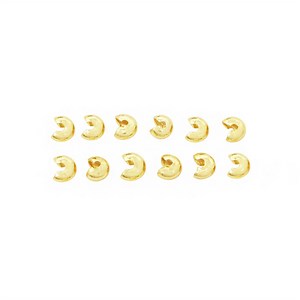 Gold Plated Base Metal Crimp Bead Covers, Approx 4x2mm (100pcs)