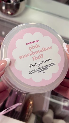 dusting powder for the girlys who love to smell like sweet pink marshmallow 🎀🤍☁️ smells so similar to kayali yum boujee marshmallow 💕 @chubby star #pinkmarshmallow #marshmallowfluff #marshmallowperfume #dustingpowder #chubbystar