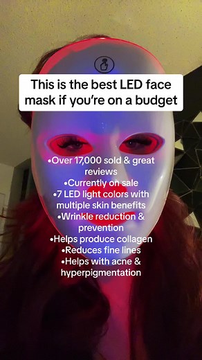 The best LED face mask on a budget- i use mine every night while Im laying in bed scrolling tiktok. Only 15 minutes. Helps reduce and prevent fine lines and wrinkles, helps produce collagen and clear up acne #bestledfacemask #ledfacialmask #ledfacemask #redlighttherapy #infrared #skincareroutine #skincareproducts #wrinkletreatment #wrinkleprevention #wrinklesbegone #collagen #collagenproduction #ttsacl #springsavings