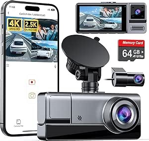 Icesky Three Channel Dash Cam Front and Rear Inside with WiFi 6, Triple Way 2.5K, 4K+2.5K Dual Dash Camera for Cars Front and Rear/Inside, Car Dashcams with 64GB Card, 24H Parking Mode, App Control