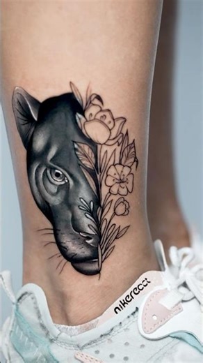 Detailed Panther Tattoo Process 🖤 #tattoo #beforeandafter #shorts