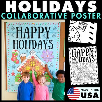 Happy Holidays Collaborative Poster Activity Winter Holiday Season Craft Decor