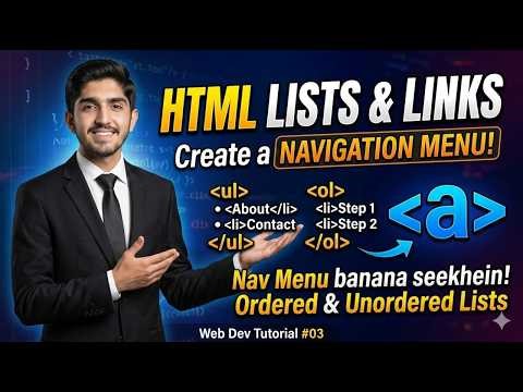 HTML Lists and Links Tutorial: Create Navigation Menu | Web Development Course #03