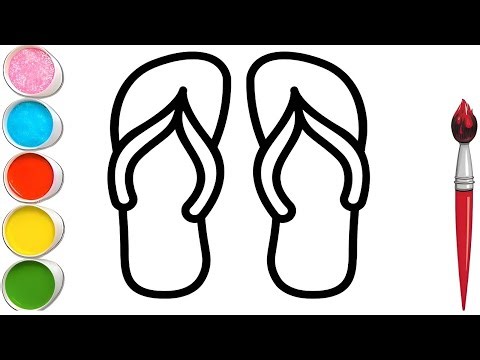 To Draw Slippers 🩴 Easy Step by Step | Drawing, Painting & Coloring