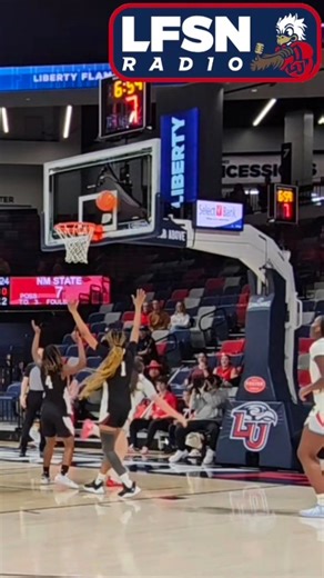 The view and how it sounded from the radio table in the @libertywbb win vs New Mexico State. | Jamie K. Hall