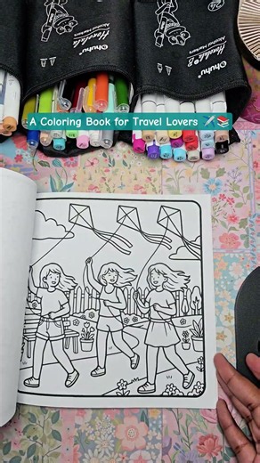 Cozy Girl Adventures Coloring Book ✈️🌎 | Flip Through