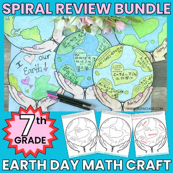 7th Grade Earth Day Math Craft Bundle | Earth Day Math Spiral Review Craft