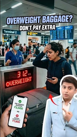 Bag Overweight at Airport? Do This Before Paying Extra!🧳✈️#overweight #baggageallowance #airporttips