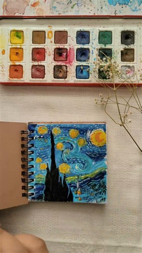 Starry painting Van Gogh’s Starry Night painting #shorts #trendingshorts #vangogh #viralshort