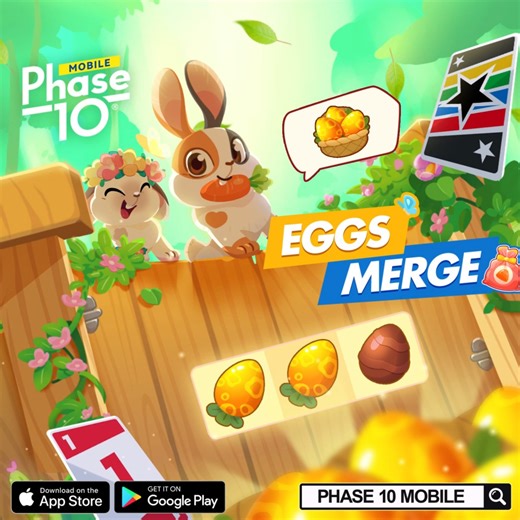 🐰 Egg-citing merges await you! 🐰 Dive into the Eggs Merge event in Phase 10 Mobile today: merge eggs, fulfill rabbit orders, and uncover hidden bunnies! 🐰 Get ready for a spring full of surprises! 🥚 Play now: https://bit.ly/playphase10mobile . 💖 Like and share the post! 📝 Comment below to receive a special gift code! 🎁 This free reward offer expires on March 9th, so be sure to redeem before then to claim your prize! #Phase10Mobile #EggsMerge #EggsMergeEvent #PlayNow #NewEvent #Bunny | Pha