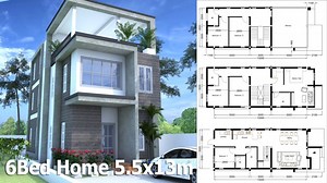 Modern Home Plan 5.5x13m With 6 Bedroom - SamPhoas Plan