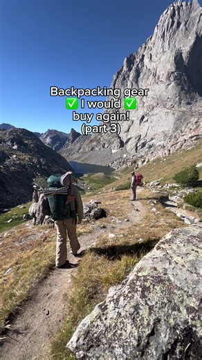 Backpacking gear I would buy again (pt3)!! ☺️🏕️🏔️ 🏕️Gregory deva 60L backpack - I have really enjoyed this pack the last 3 seasons! It distributes weight well and has lots of pockets and space (plus I love the color 🤭) but overall a really high quality piece of backpacking gear! 🏕️Hydrapak 3L water bladder - big fan of water bladders (or reservoirs)! It has made water breaks on the trail so much more convenient and I feel like I stay a lot more hydrated. Something to note though is that the