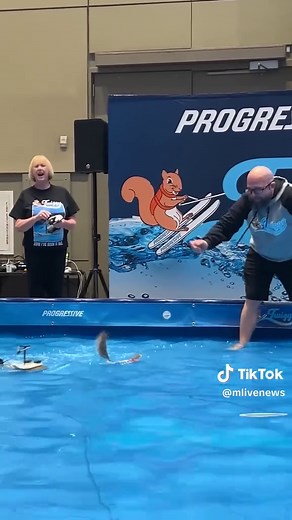Twiggy the Water-Skiing Squirrel, a world famous animal act, teaches people water safety and the importance of life jackets during the Grand Rapids Boat Show on Thursday, Feb. 12 at DeVos Place. (Isaac Ritchey | MLive)