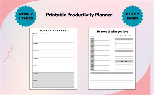 Weekly Planner Sheet Printable , Minimalist Planner PDF, US Letter, A4, A5, Instant Download - Etsy