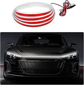 71 Inch Car Hood Light Strip, Exterior Flexible Daytime LED Running Light, Waterproof Auto LED Strip Light with Dynamic Scan Start-up Effect, Car Accessories for SUV Truck (White)