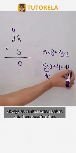 Long Multiplication: Solve 28 x 5 Step-by-Step #Math #ArithmeticOperations #VerticalMultiplication