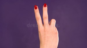 Countdown. Closeup Female Hand Counting from 0 To 5 on Purple Background Stock Video - Video of math, palm: 185761727