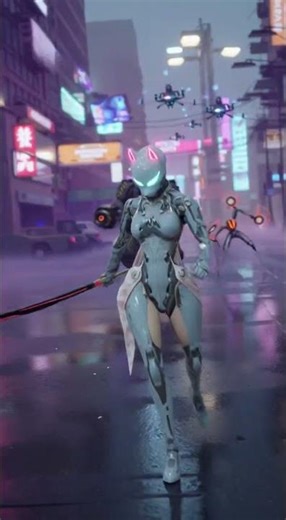 Epic Female Robot Battle in a Neon City ⚡🔥