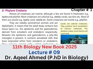 11th class Biology | Phylum Cnidaria | Classification of kingdom Animalia| Chapter 1| Lecture 09