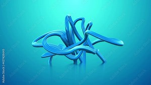 Dynamic abstract shapes lines curve, wave motion reflection simple gradient blue background, 4K UHD 3D video animation loop
