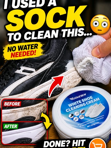 I’m not gonna lie… I didn’t expect this to work like that 😅 All I did was grab a sock, add a little of this cleaner, and went straight to it. No water. No setup. Just wiped. And yeah… that small section already looks way better. If your kids’ shoes get dirty like this, this might be worth trying. Don’t forget to hit my buttons too (like, share, follow, and repost) @YUQUESEN #fyp #foryou #tiktokshop #tiktokshopfinds #cleaningtips Be honest… would you try this with a sock or nah? 👀