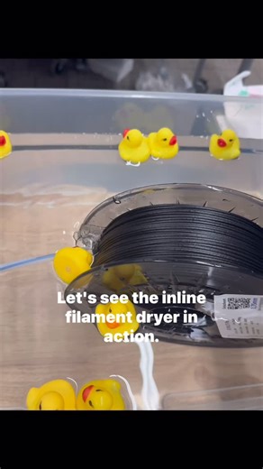 ON ADDITIVE on Instagram: "Wet filament = failed prints Dry filament = strong, reliable performance Moisture is the enemy to printing with some filament, especially many nylons, so we’re building inline drying tech that dries filament on-demand. Not just filament stored in a moist environment- we’re talking soaked in water and fed directly into the printer! Hence, the rubber duckies 🐥🐥🐥🐥🐥(they have the best job here!) We’ll never need a bulky oven again, and we’ll never have to waste 12 hou
