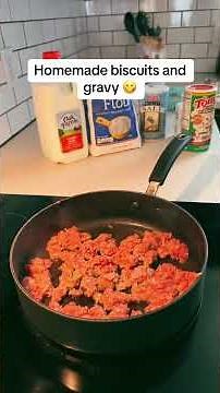 Sunday morning homemade biscuits and gravy! I ran out of time at the end #biscuitsandgravy #