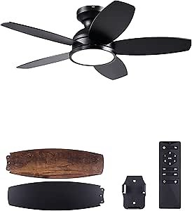 VONLUCE Ceiling Fans with Lights, 36 Inch Ceiling Fan and Remote, Full-spectrum LED Light, 3CCT, 6-Speeds Noiseless Reversible DC Motor, Modern Ceiling Fan for Bedroom Living Room Farmhouse, Black