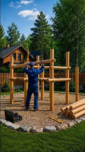 🏡 He Built This Wooden Playground Alone 😱🪵 | Satisfying Backyard Timelapse