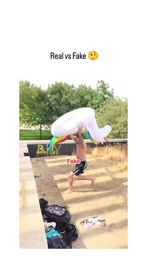 Science world 🌍 on Instagram: "This Instagram reel features a 14-second edited video of a man diving into a pool clutching a unicorn floatie, contrasting 'fake' plain jumps with 'real' versions adding a rainbow trail for humorous magical effect. It has amassed over 75,000 likes and 4.2 million views within 24 hours, highlighting its rapid viral appeal as light-hearted entertainment. Replies include amused reactions like surprise emojis and memes, reflecting viewers' delight in the playful VFX t