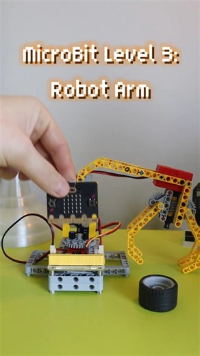 This MicroBit project uses one board as the brains for the robot arm, and another to control it!
