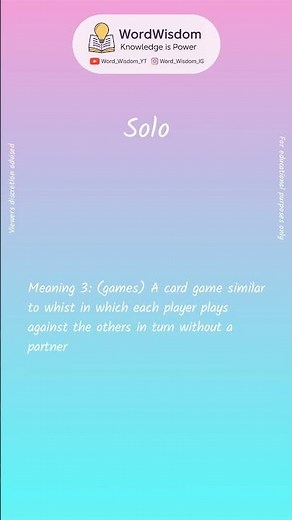 What does "Solo" mean? | English vocabulary shorts | #solo #wordwisdom