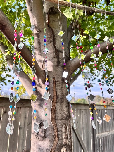 Tree Jewelry Mirror String, Beaded Sun Catcher, Garden Decor - Etsy