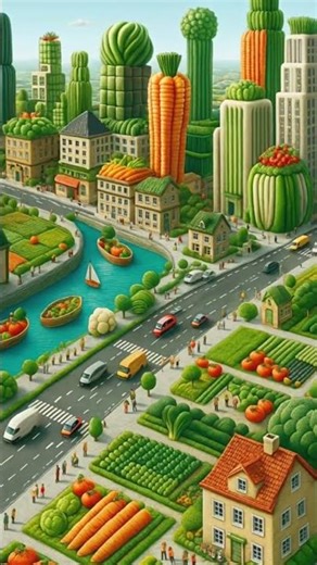 🌱 Veggie City of the Future 🌆 | Sustainable Green Living Animation #youtubeshorts