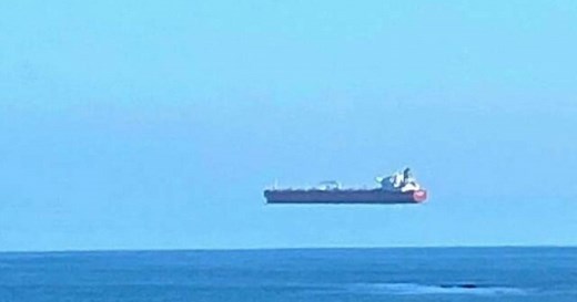 Optical illusion makes huge ship appear to float