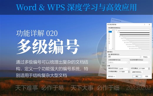 Word&WPS功能详解 2-020 多级编号 它是排版编号的高效神器