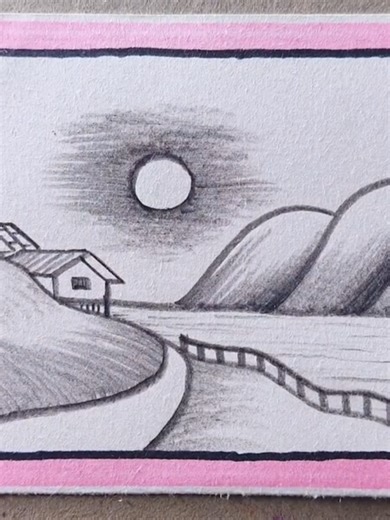 Beautiful Village Landscape Drawing with Pencil | Easy Scenery Drawing Step by Step #drawing #pencildrawing #easydrawing #art #abcdrawing