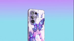 Rancase for Samsung Galaxy S26 Plus Case, Compatible with MagSafe Butterfly Design Hard PC Back & Soft TPU Bumper, Gradient Card Glitter Paper Inlay & Magnetic Ring Protective Cover, Purple