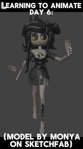 Cyn walk cycle pt 3! learning how to animate, day 6 #animation #glitchproductions #cyn #blender