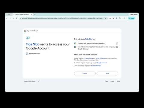 Tide Slot Google Calendar API utilization