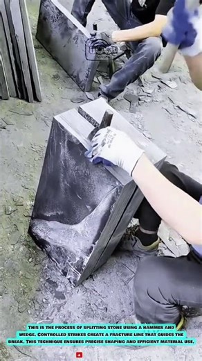 Technik zum Spalten von Steinen mit Hammer und Keil für präzise Blockformung