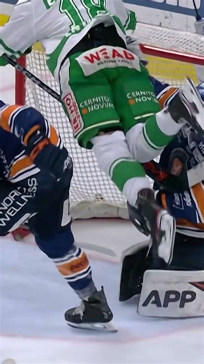 Dennis Everberg med en spektakulär flygtur (Rögle BK mot Växjö Lakers HC i SHL i Sverige) (#Shorts)
